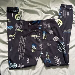 Justice Kids Black and Blue Graphic Leggings